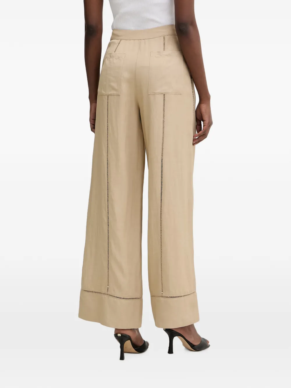 Karl Lagerfeld Broek met wijde pijpen en franje Beige