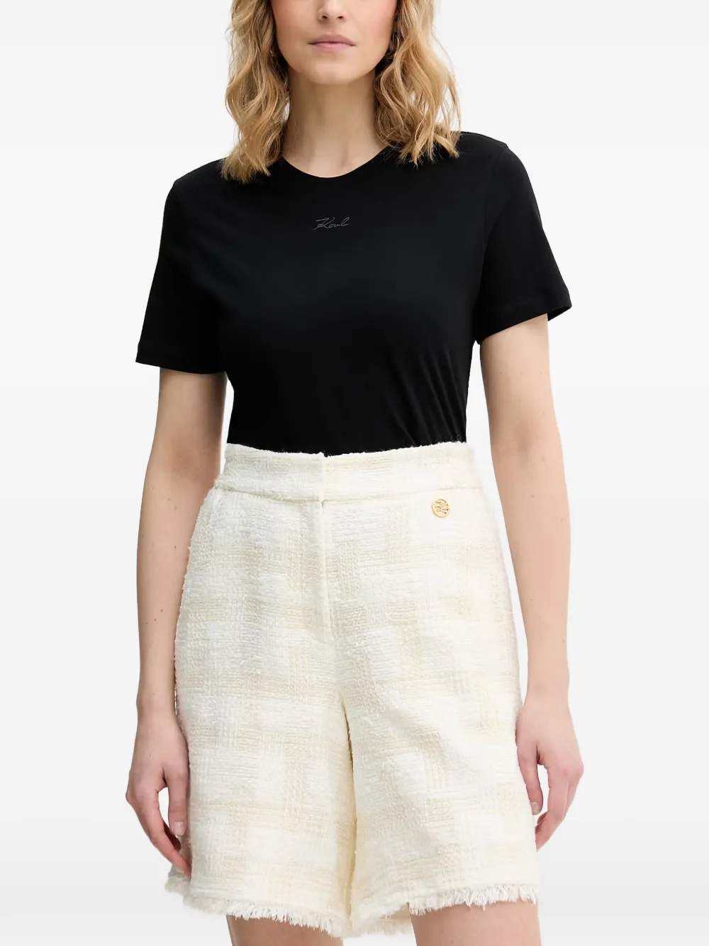 Karl Lagerfeld T-Shirt mit Logo-Stickerei - Schwarz