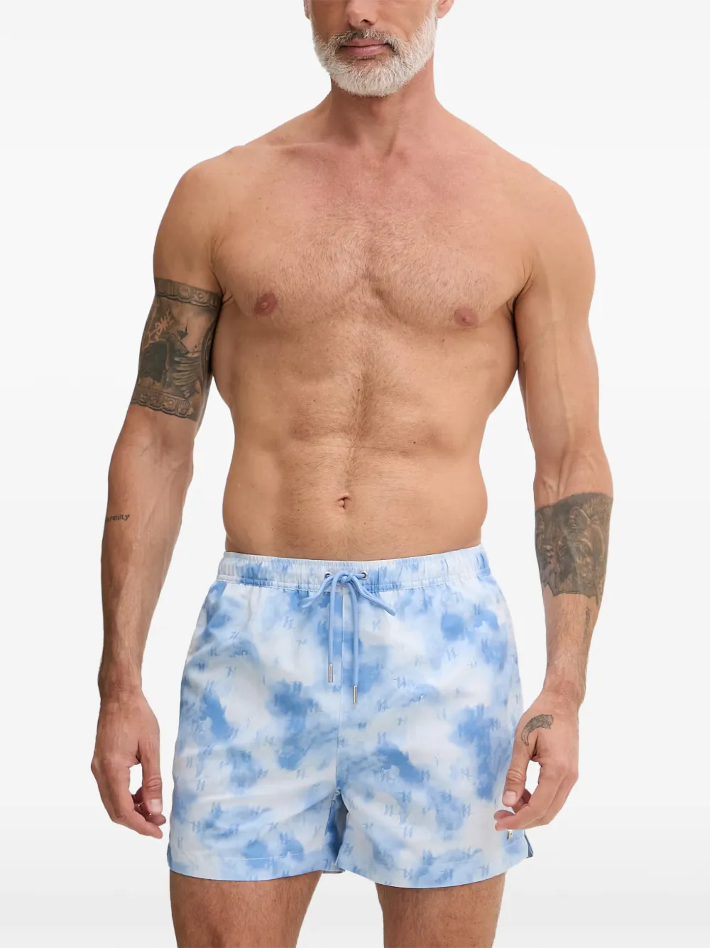 Karl Lagerfeld monogram-print swim shorts - Bleu