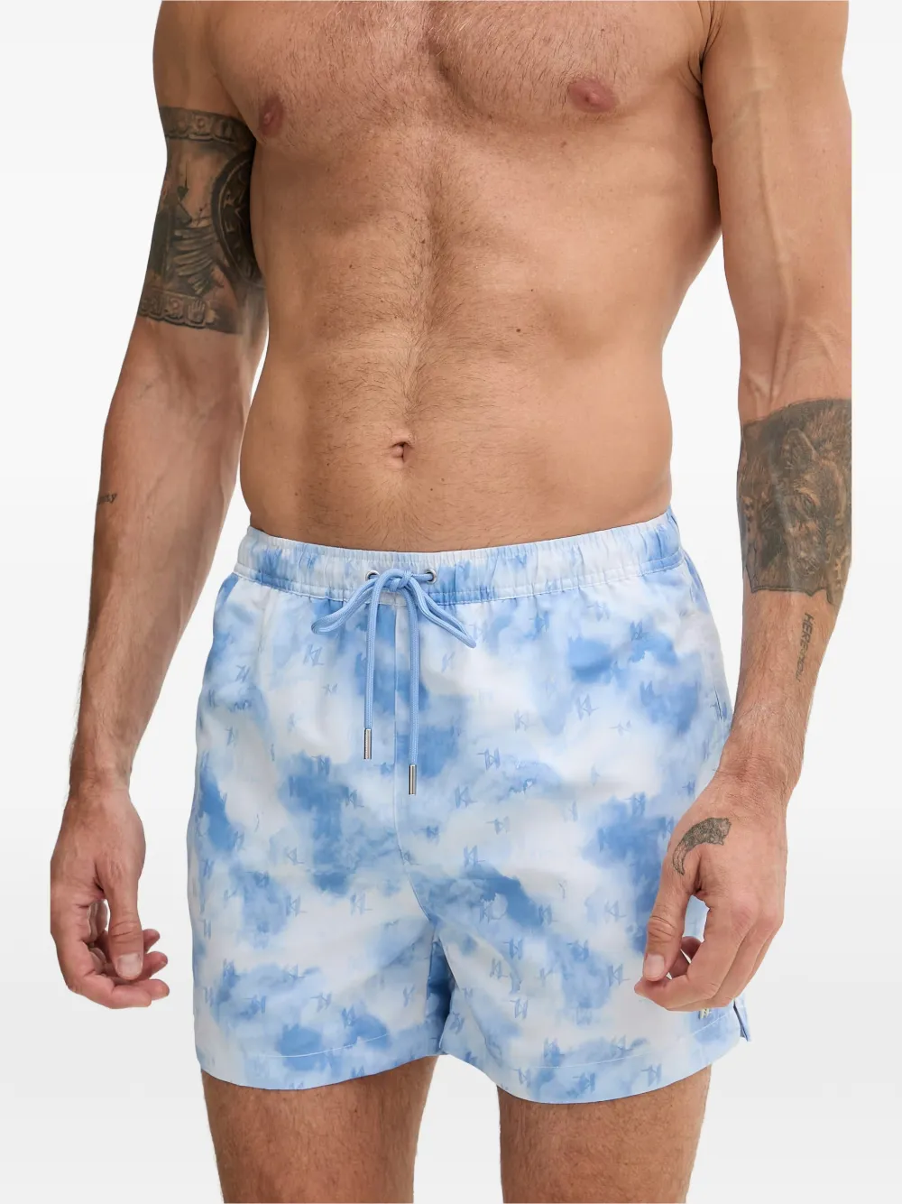 Karl Lagerfeld Zwembroek met monogramprint Blauw