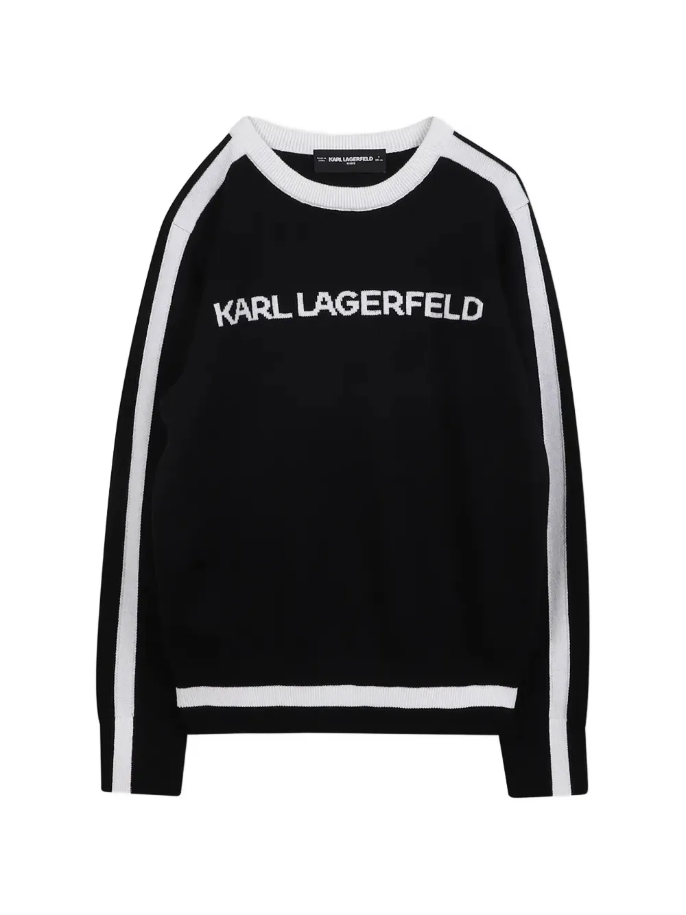 Karl Lagerfeld Kids logo-intarsia side-stripe sweater - Nero