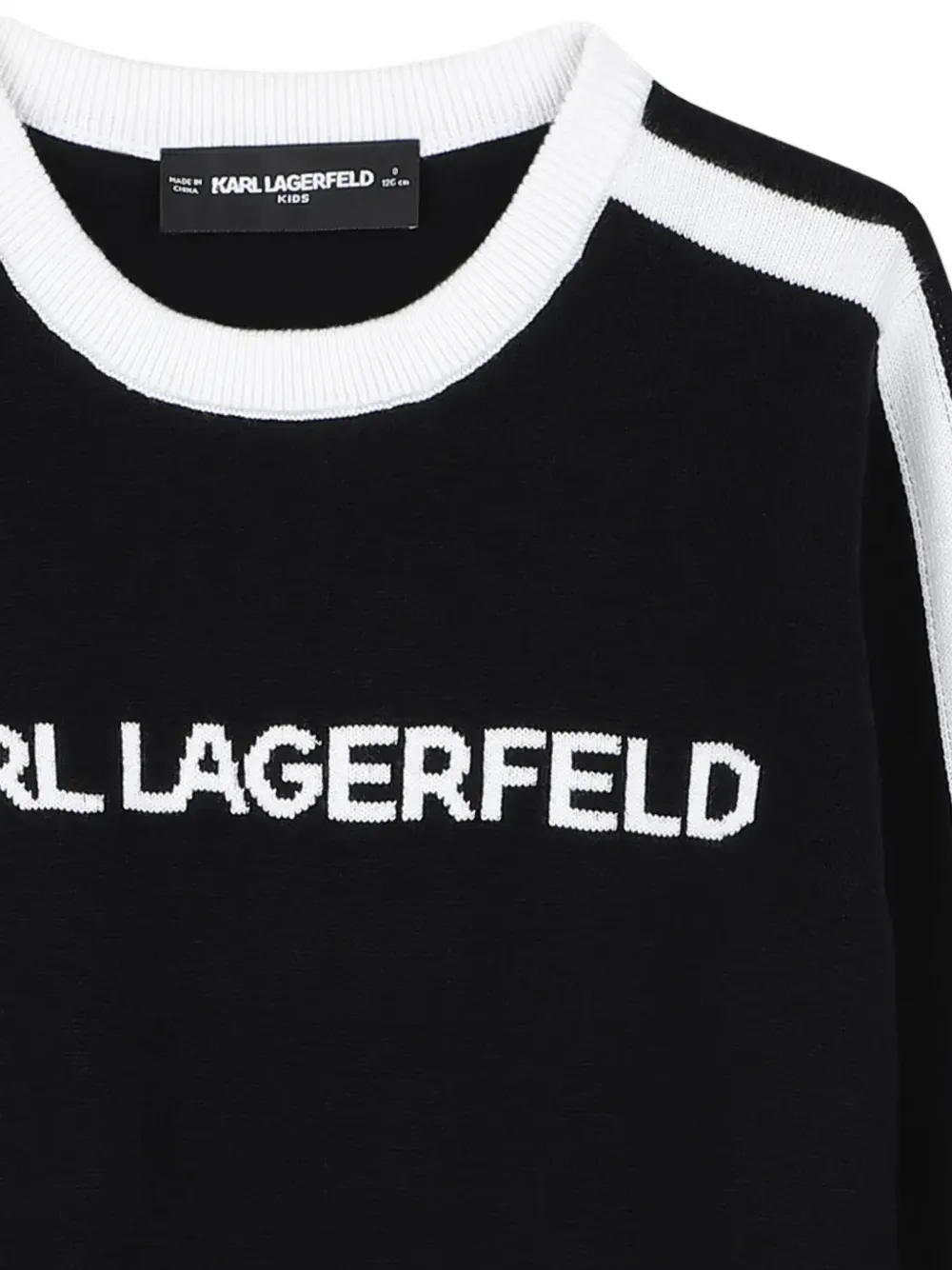 Karl Lagerfeld Kids Trui met zijstreep en logo-intarsia Zwart