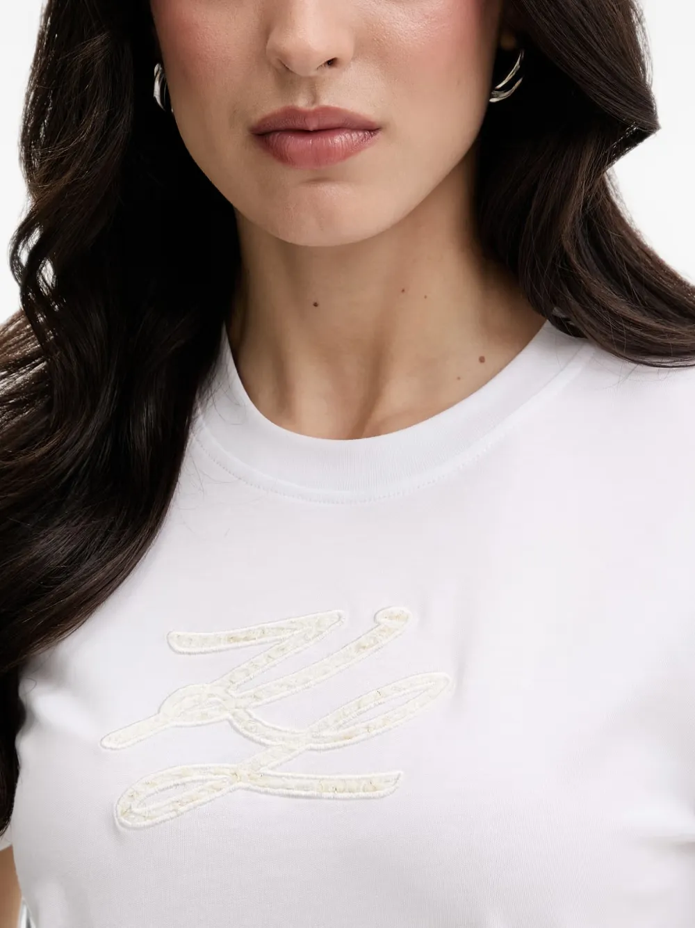 Karl Lagerfeld T-shirt met geborduurd logo Wit