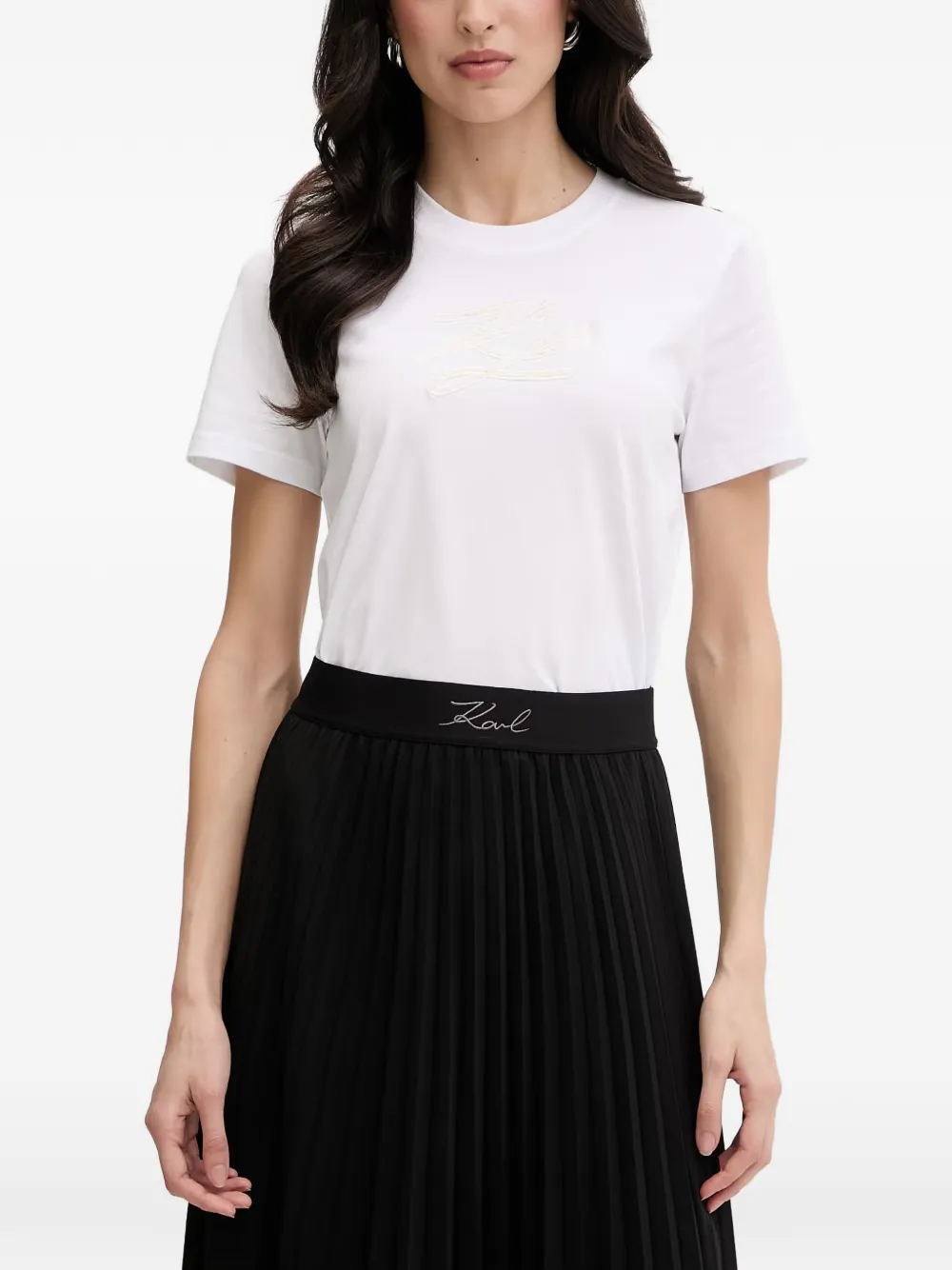 Karl Lagerfeld embroidered-logo T-shirt - Bianco