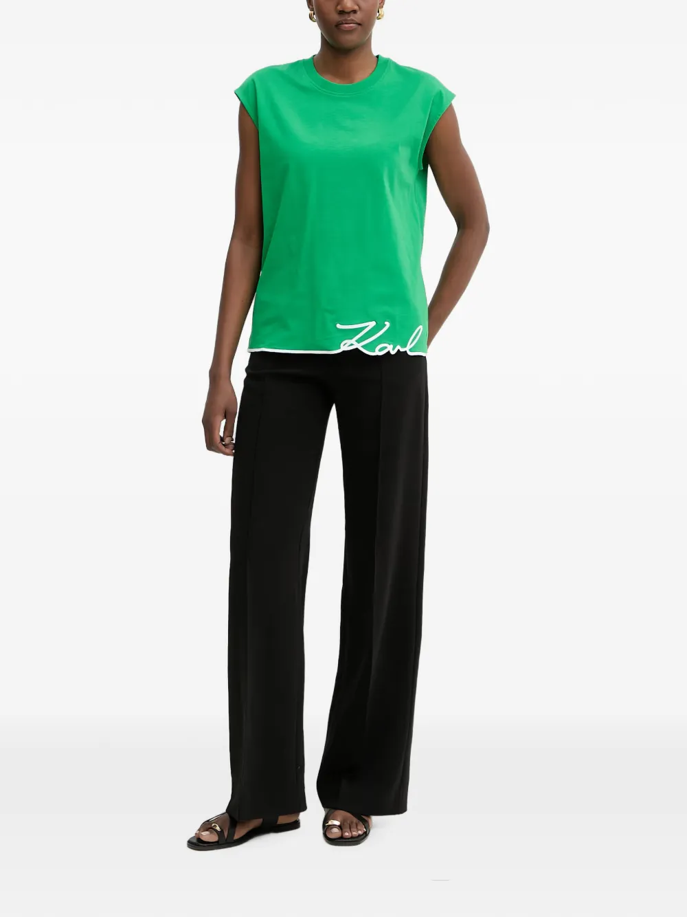 Karl Lagerfeld Blouse met geborduurd logo Groen