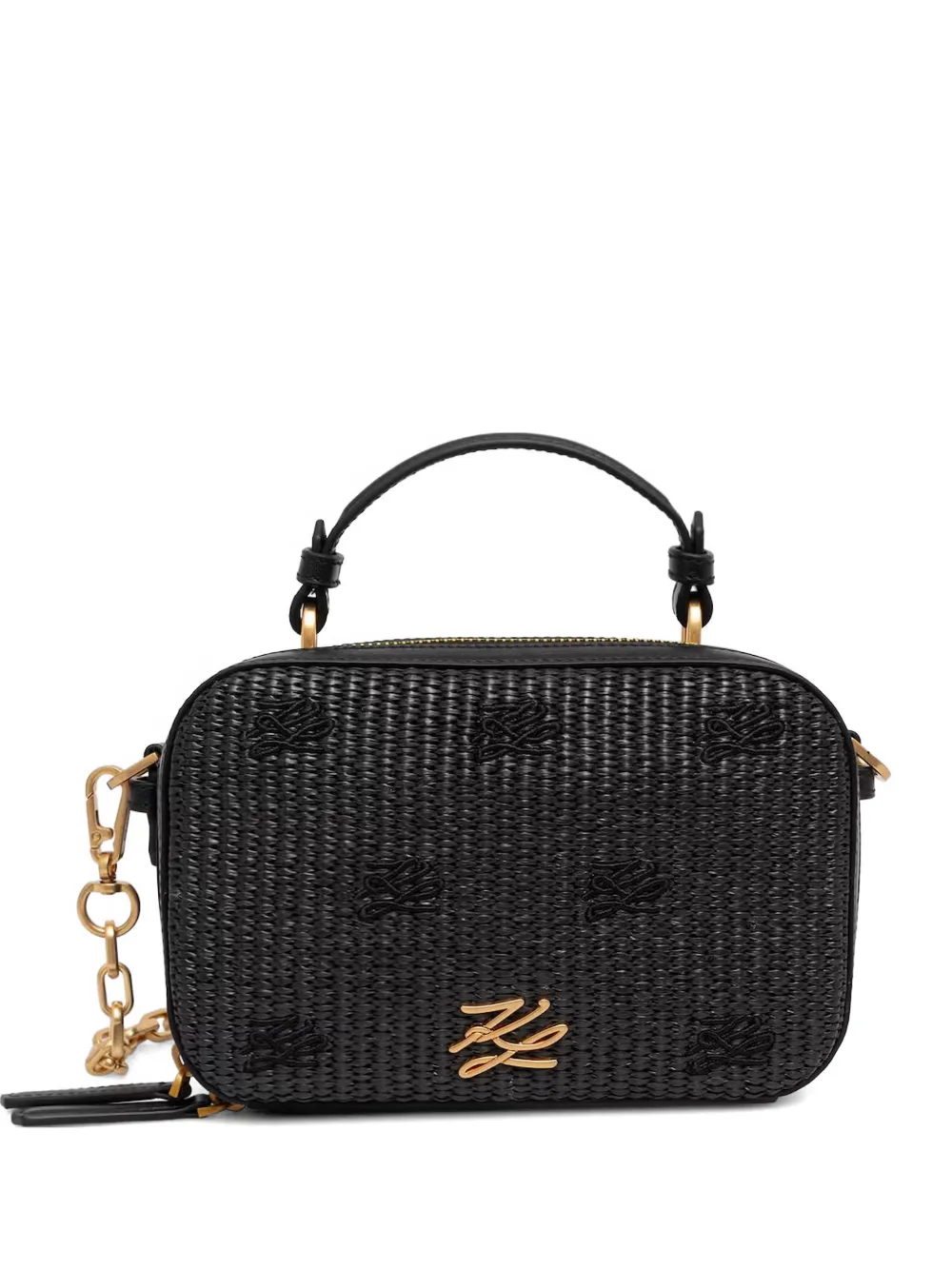 Karl Lagerfeld woven logo-plaque cross body bag - Schwarz