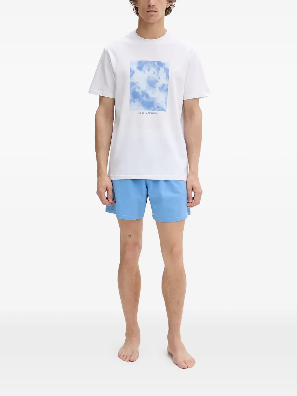 Karl Lagerfeld logo-print two-piece pajamas - Blau