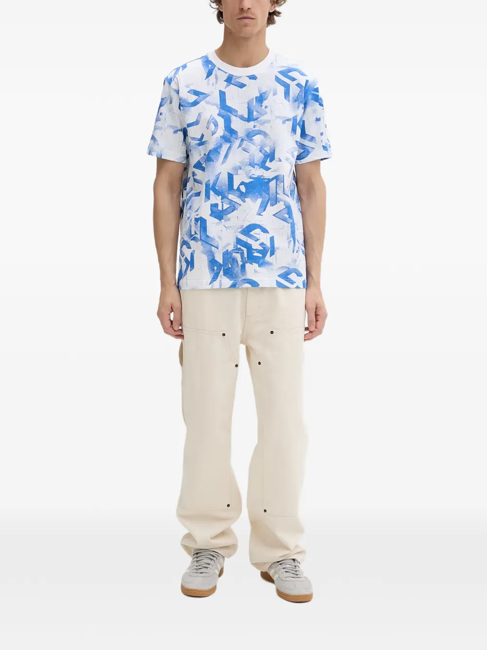 Karl Lagerfeld Jeans all-over logo-print T-shirt Wit