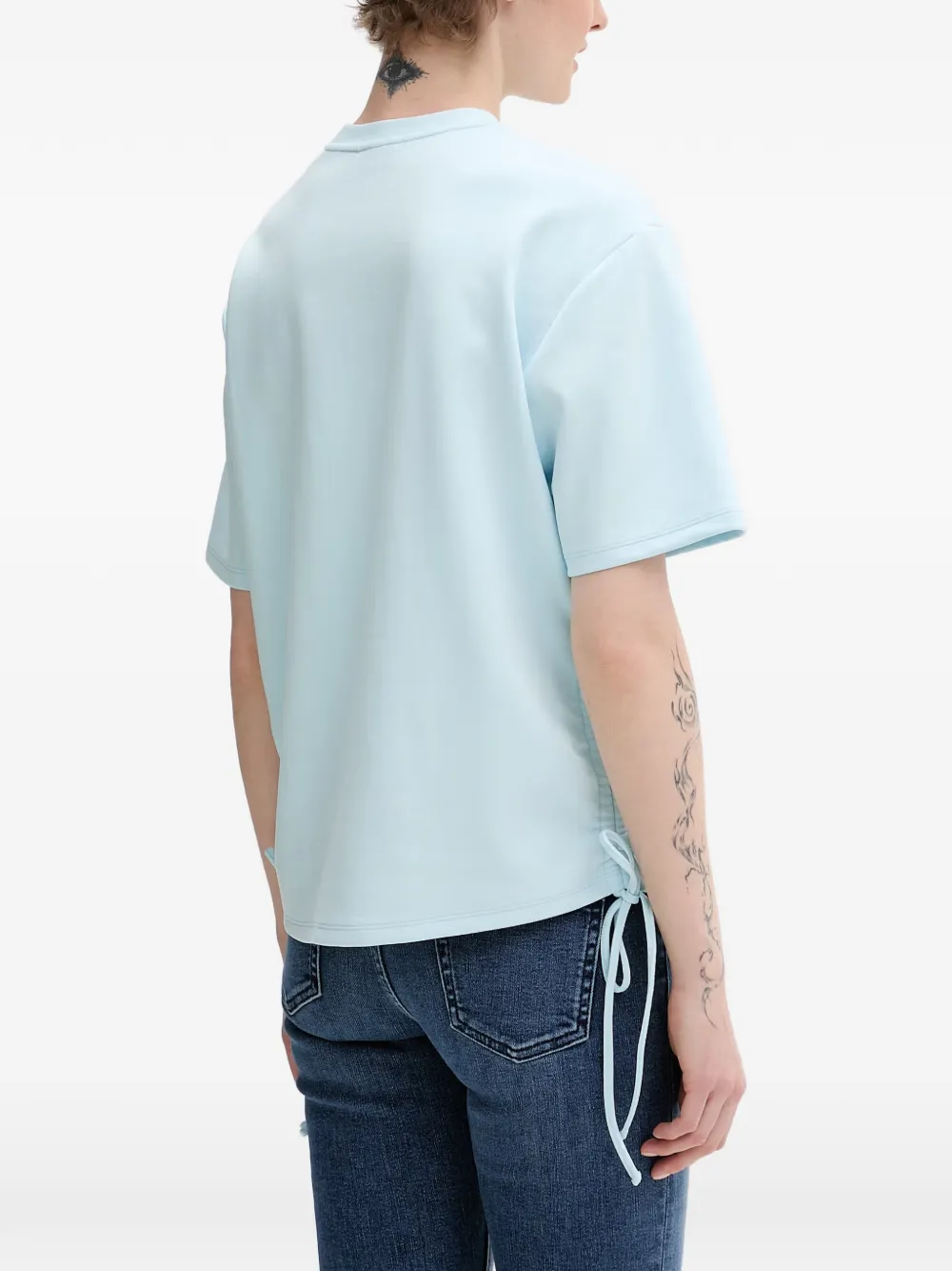Karl Lagerfeld Jeans T-shirt met trekkoord en geborduurd logo Blauw