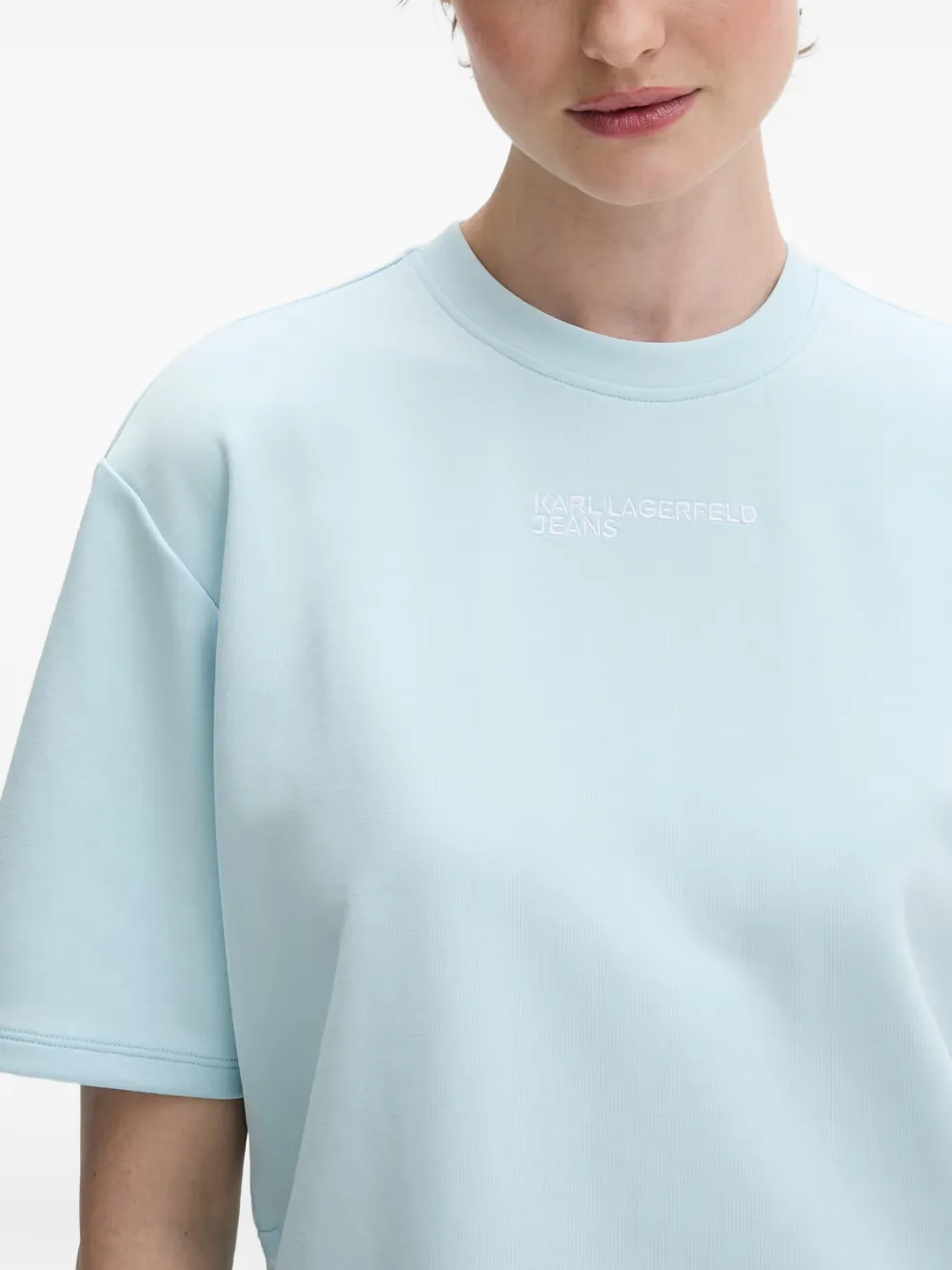 Karl Lagerfeld Jeans T-shirt met trekkoord en geborduurd logo Blauw