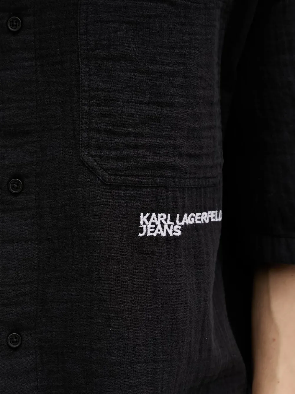 Karl Lagerfeld Jeans Overhemd met geborduurd logo Zwart