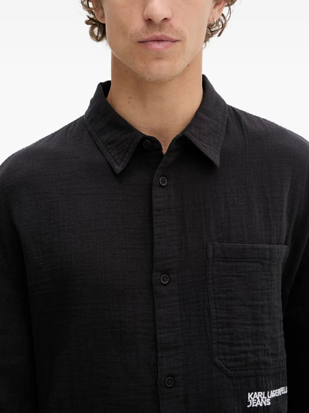 Karl Lagerfeld Jeans Overhemd met geborduurd logo Zwart
