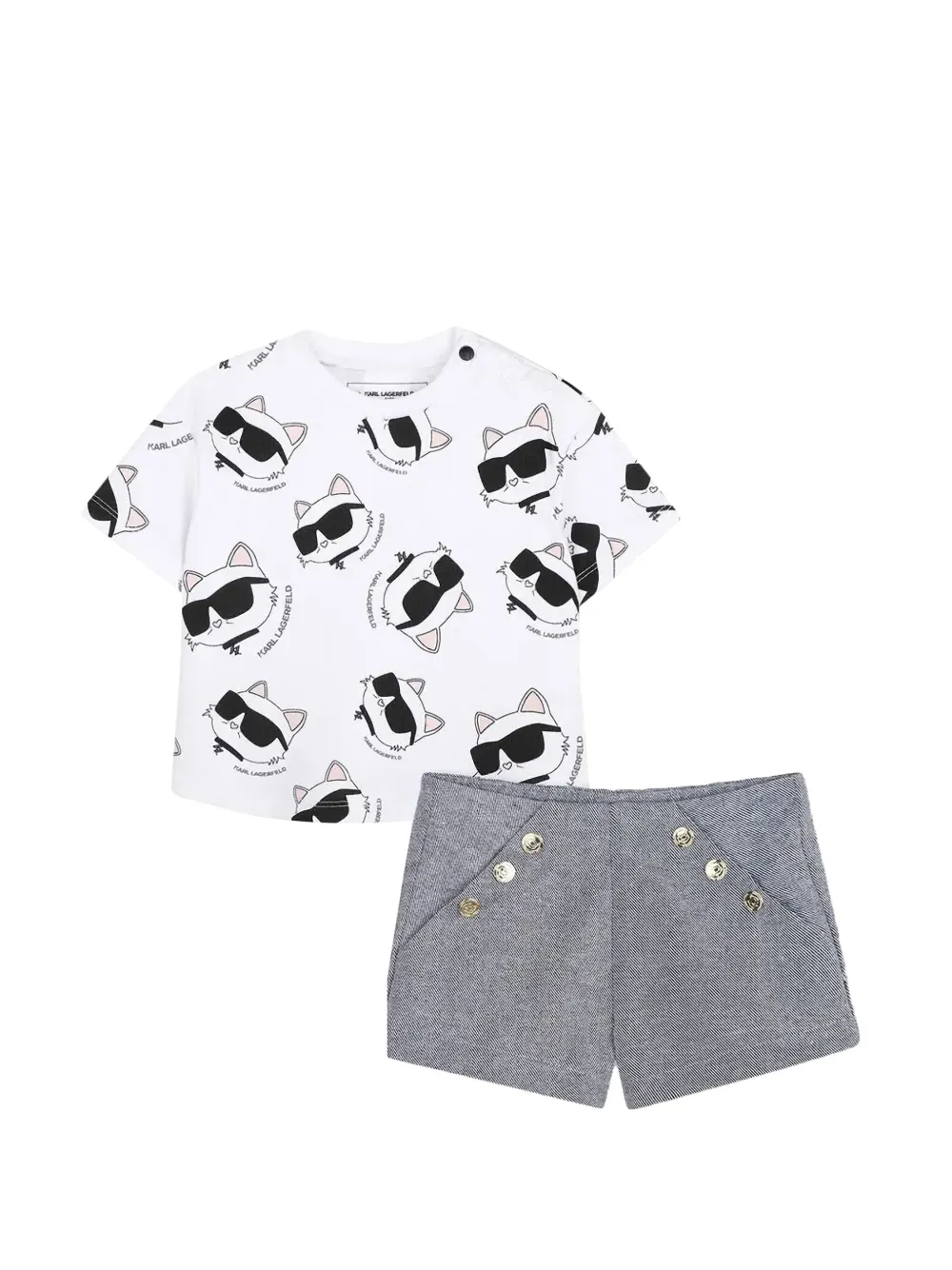 Karl Lagerfeld Kids choupette-print shorts set Wit