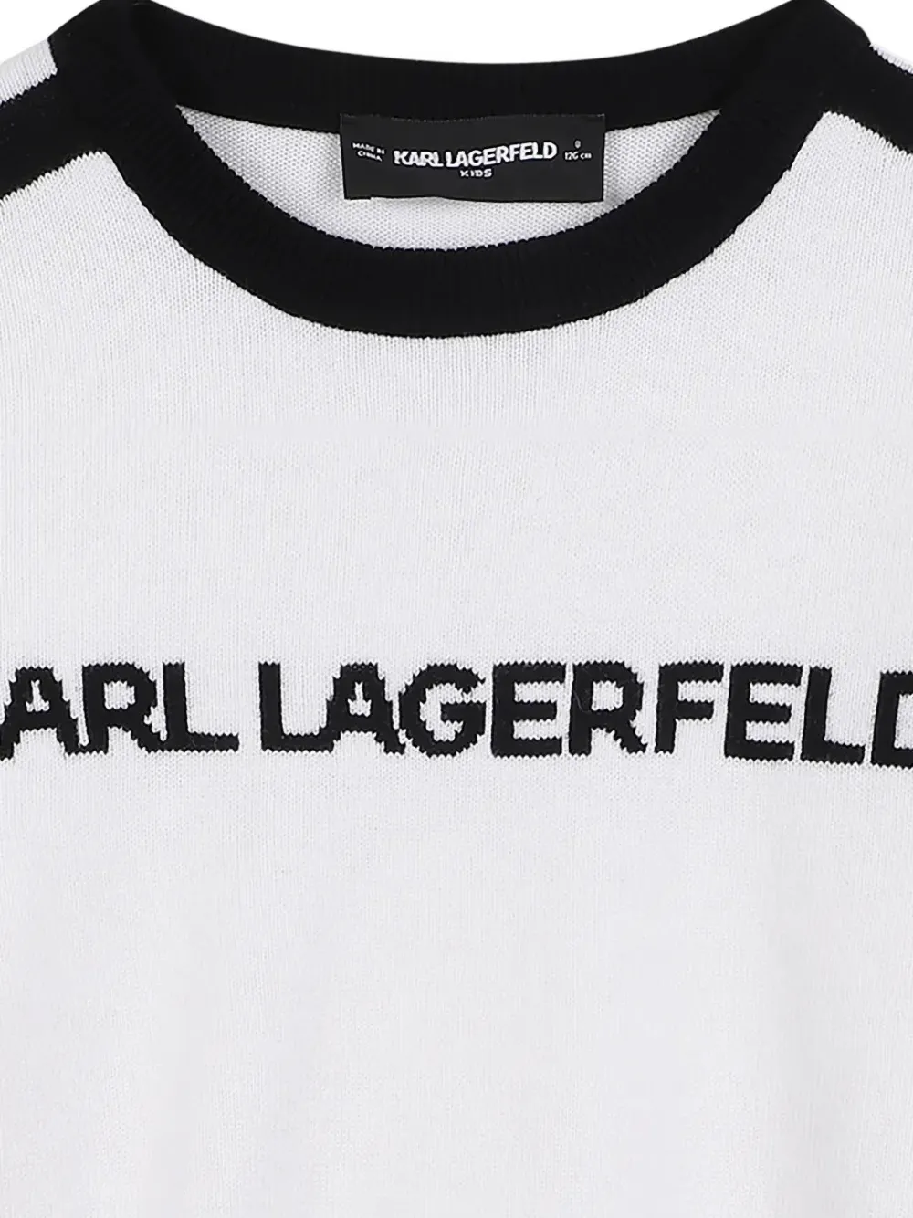 Karl Lagerfeld Kids Trui met zijstreep en logo-intarsia Wit
