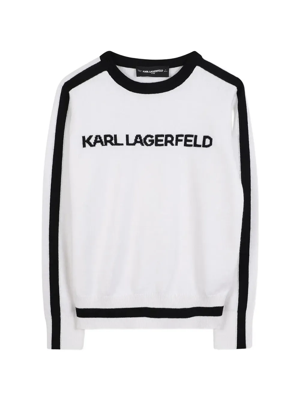 Karl Lagerfeld Kids logo-intarsia side-stripe sweater - Bianco