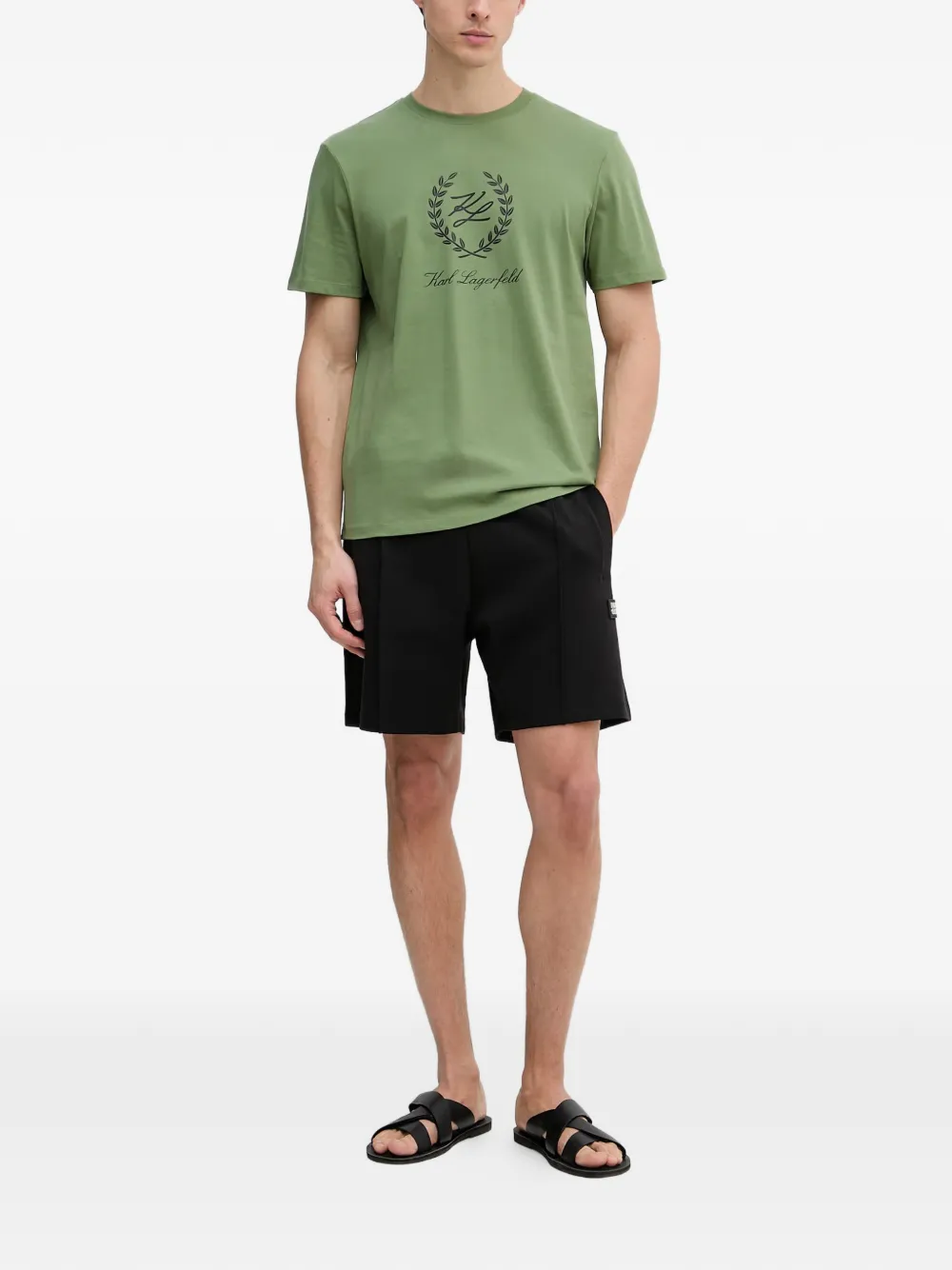 Karl Lagerfeld T-shirt met logoprint met ronde hals Groen