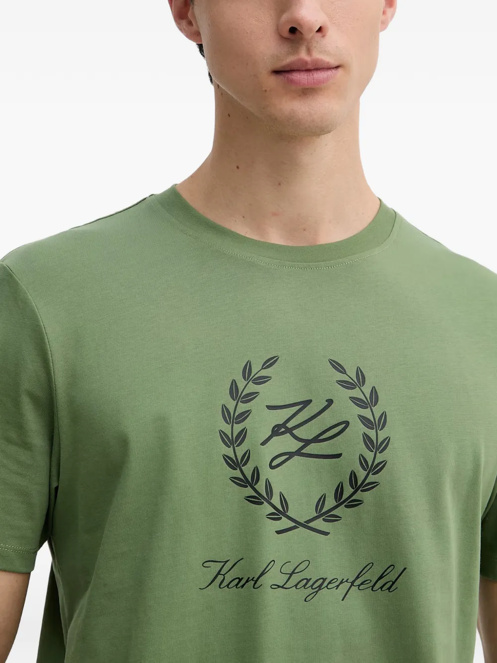 Karl Lagerfeld T-shirt met logoprint met ronde hals Groen