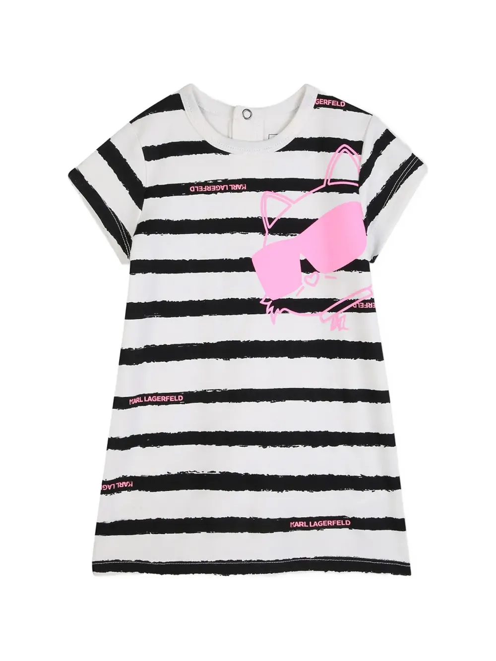 Karl Lagerfeld Kids Choupette-motif striped dress - Bianco