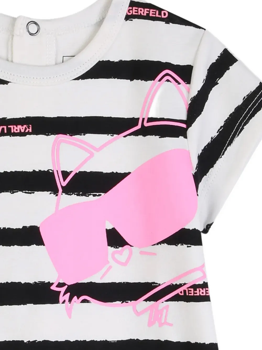 Karl Lagerfeld Kids Gestreepte jurk met Choupette-patroon Wit