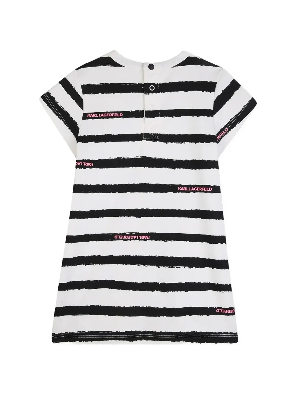 Karl Lagerfeld Kids Gestreepte jurk met Choupette-patroon Wit