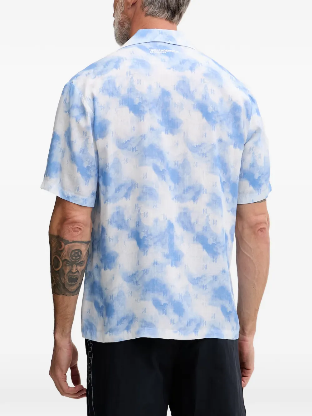 Karl Lagerfeld Overhemd met monogramprint en campkraag Blauw
