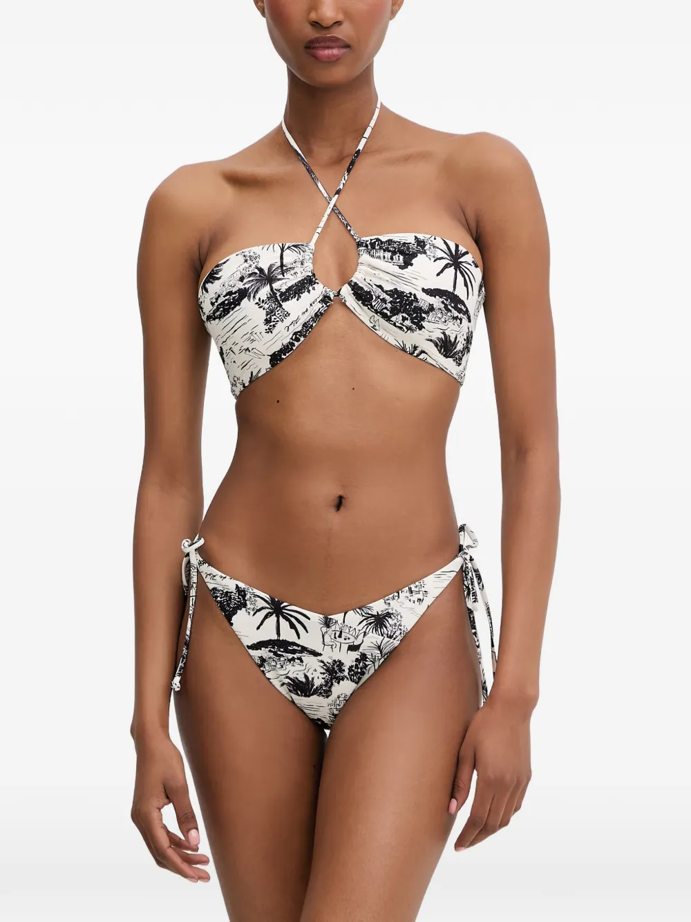 Karl Lagerfeld Bikinislip met strik en print Wit