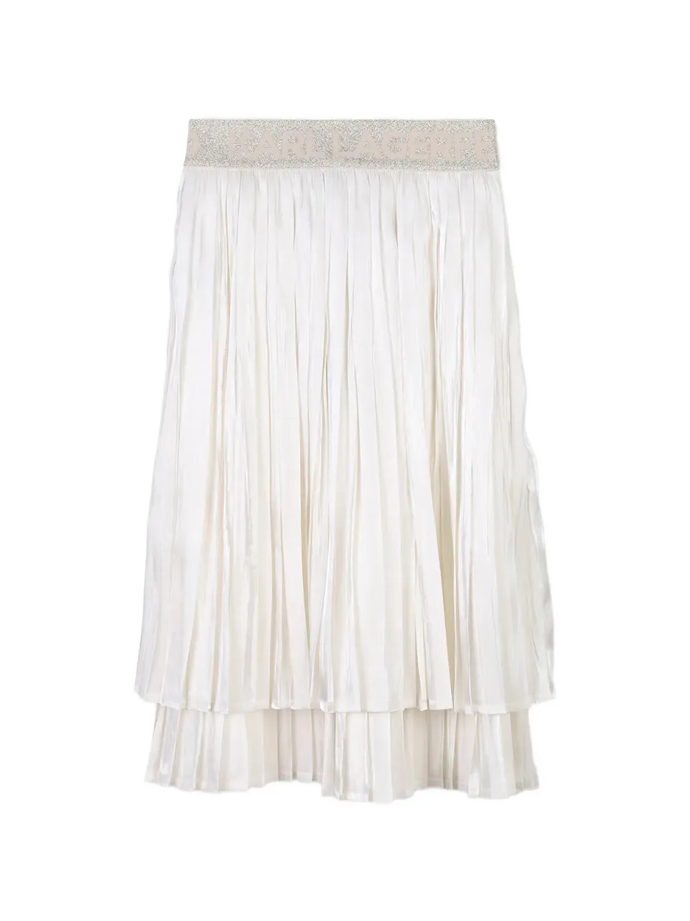 Karl Lagerfeld Kids logo-waistband pleated skirt Wit