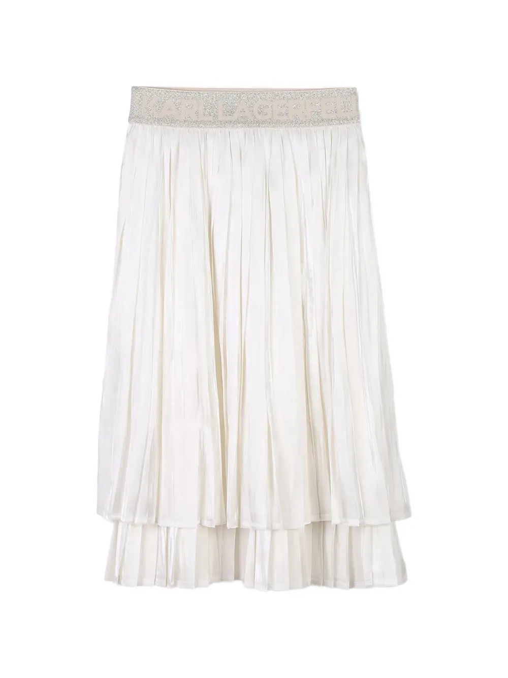 Karl Lagerfeld Kids logo-waistband pleated skirt - Bianco