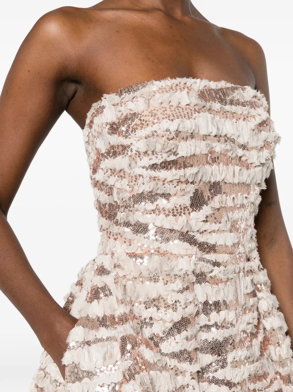 Elie Saab Maxi-jurk verfraaid met pailletten Beige