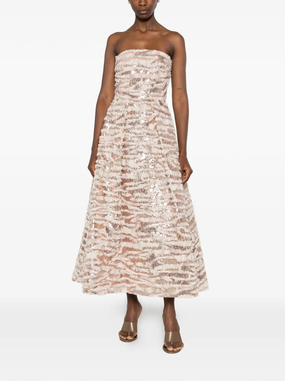 Elie Saab Maxi-jurk verfraaid met pailletten Beige
