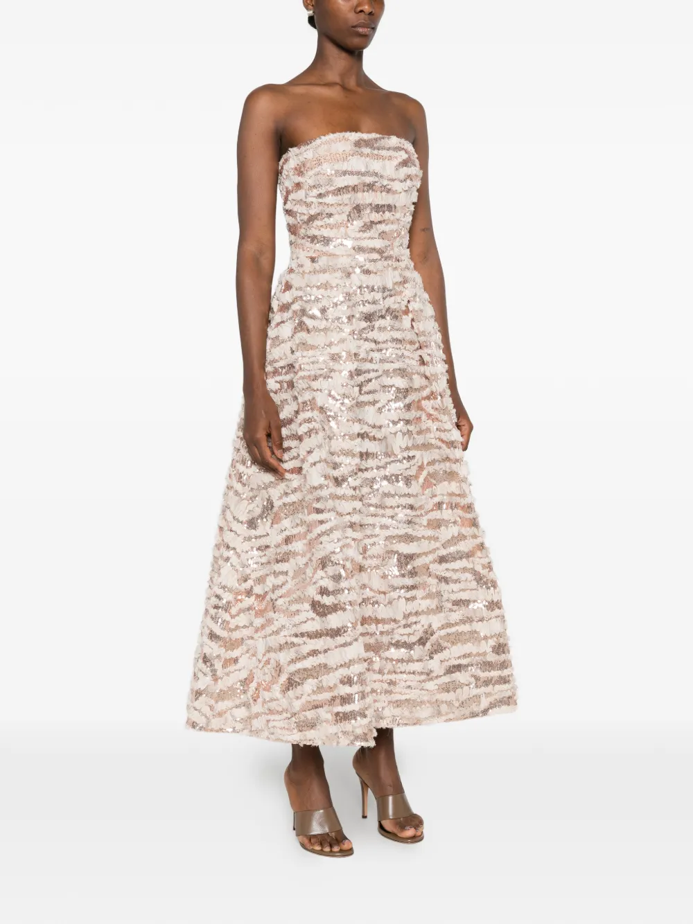 Elie Saab Maxi-jurk verfraaid met pailletten Beige
