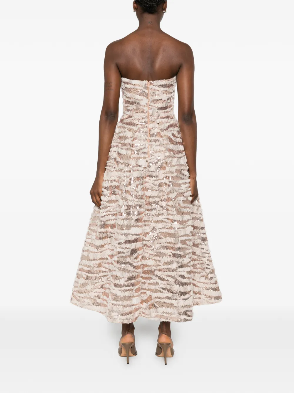 Elie Saab Maxi-jurk verfraaid met pailletten Beige