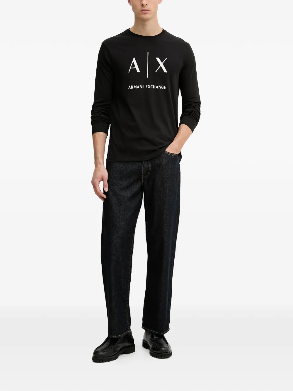Armani Exchange T-shirt met logoprint Zwart