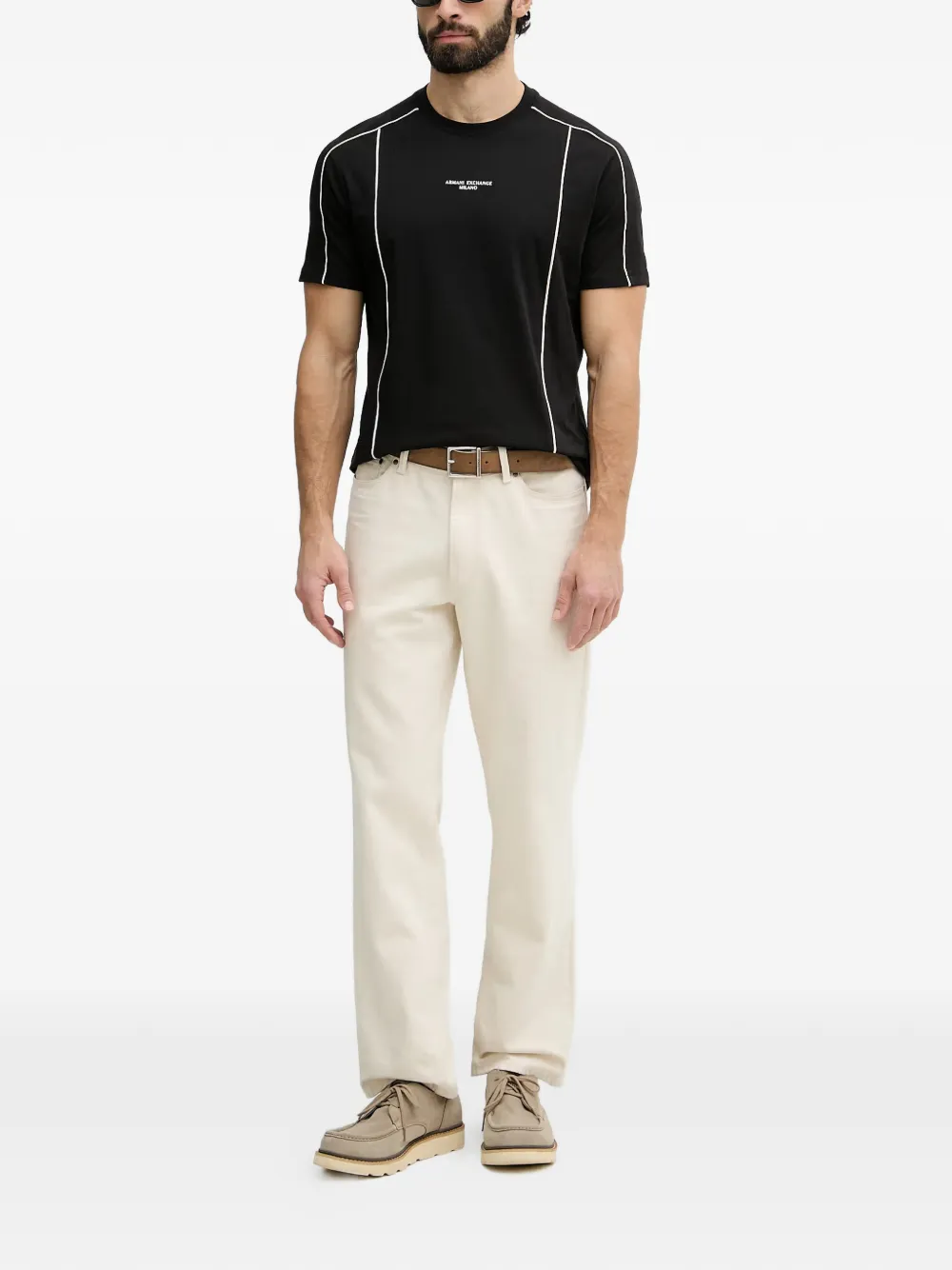 Armani Exchange T-shirt met afwerking en logoprint Zwart