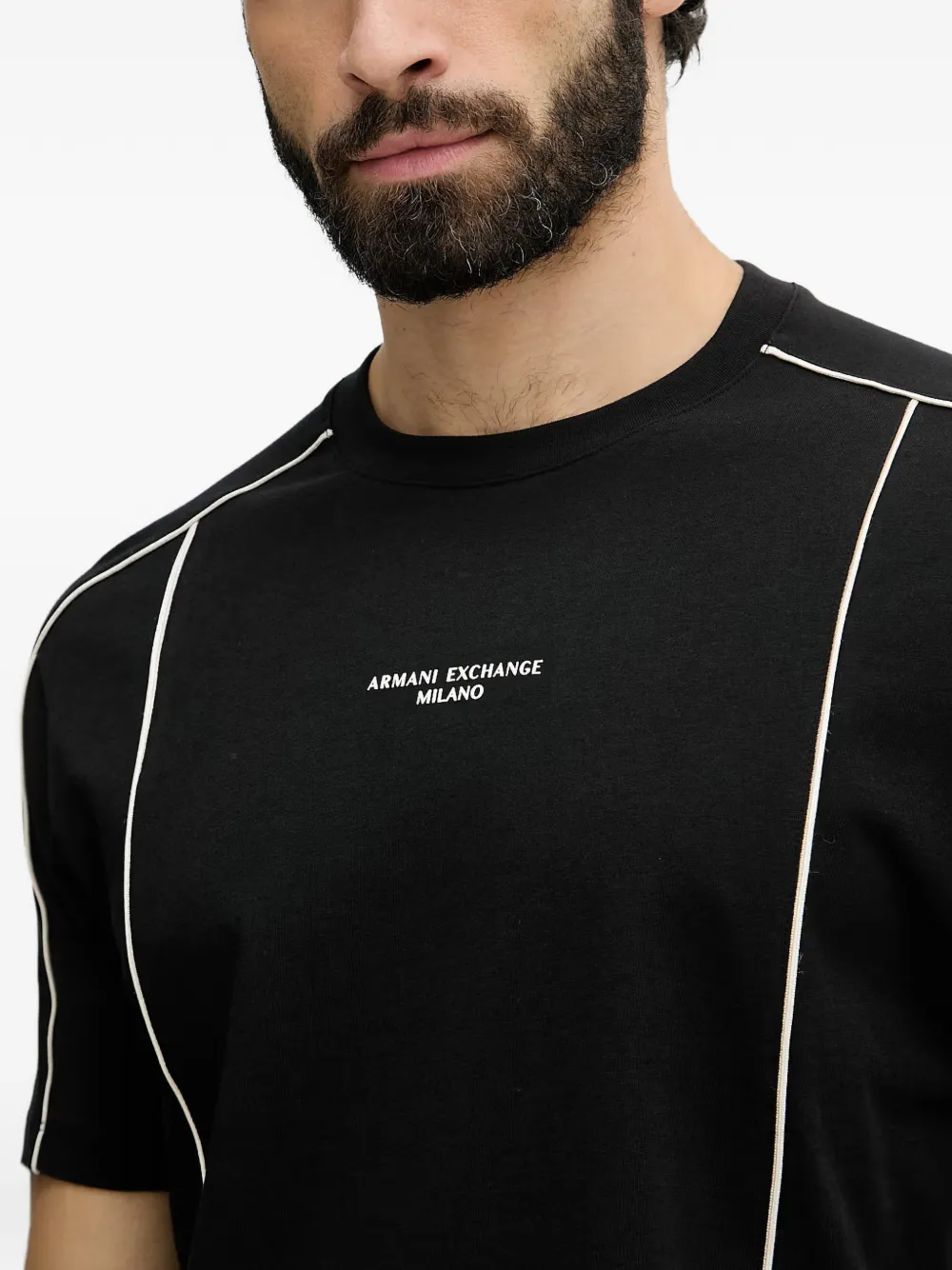 Armani Exchange T-shirt met afwerking en logoprint Zwart