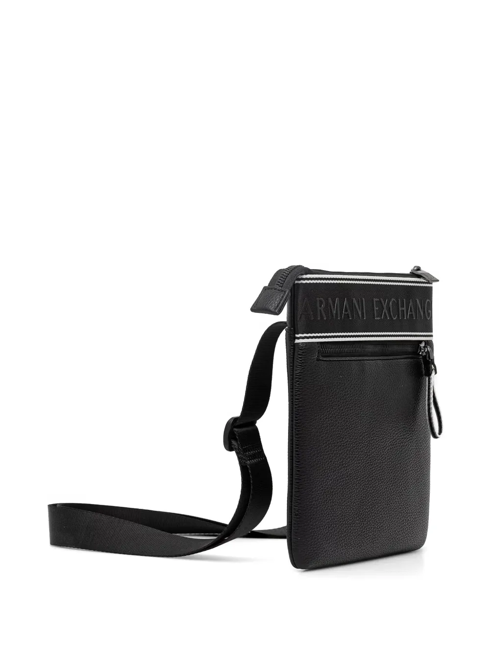 Armani Exchange Messengertas met logoband en bewerkt effect Zwart