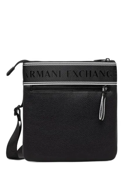 Armani Exchange logo-tape pebbled-effect messenger bag