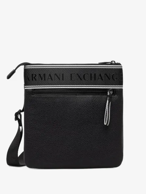 Armani Exchange logo-tape pebbled-effect messenger bag