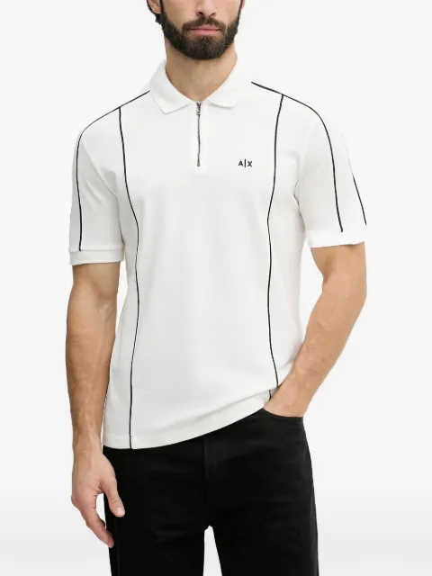 Armani Exchange piped-trim quarter-zip polo shirt