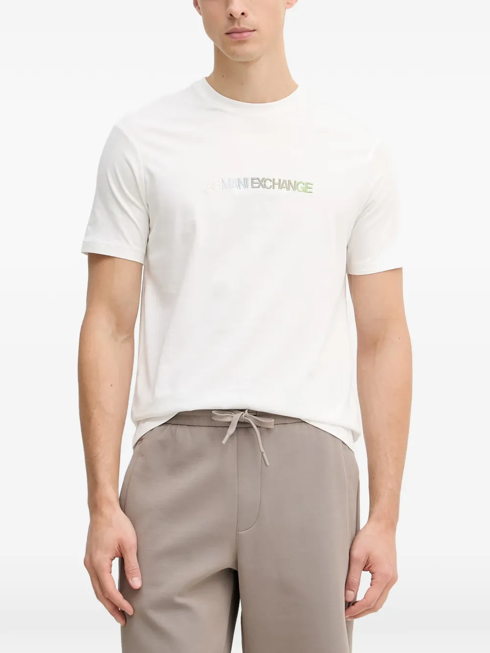 Armani Exchange logo-embroidered T-shirt - Bianco