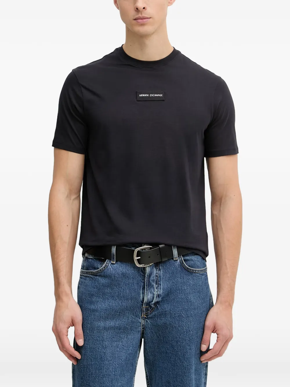 Armani Exchange logo-patch T-shirt - Blu