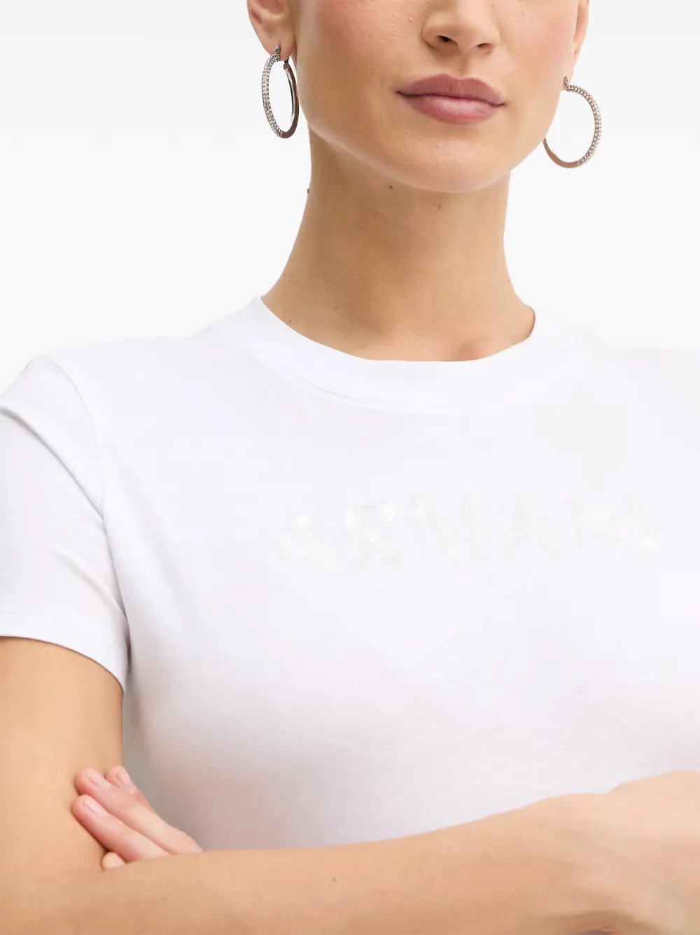 Armani Exchange Katoenen T-shirt met logoprint Wit