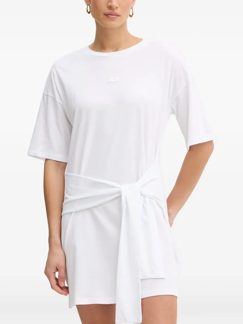 Armani Exchange tie-waist mini dress - Bianco