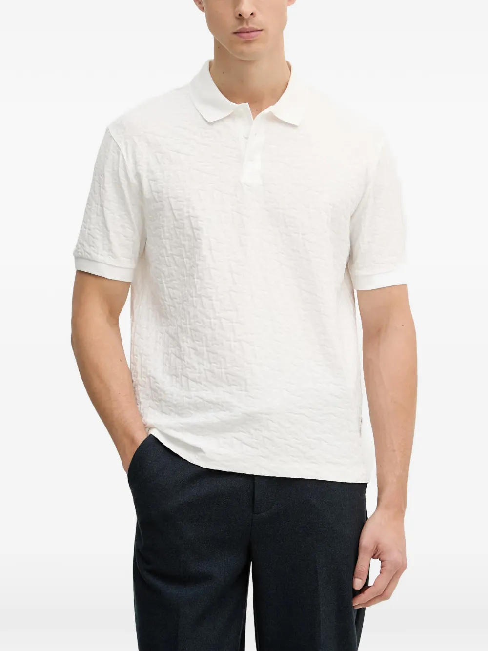 Armani Exchange logo-patterned polo shirt - Bianco