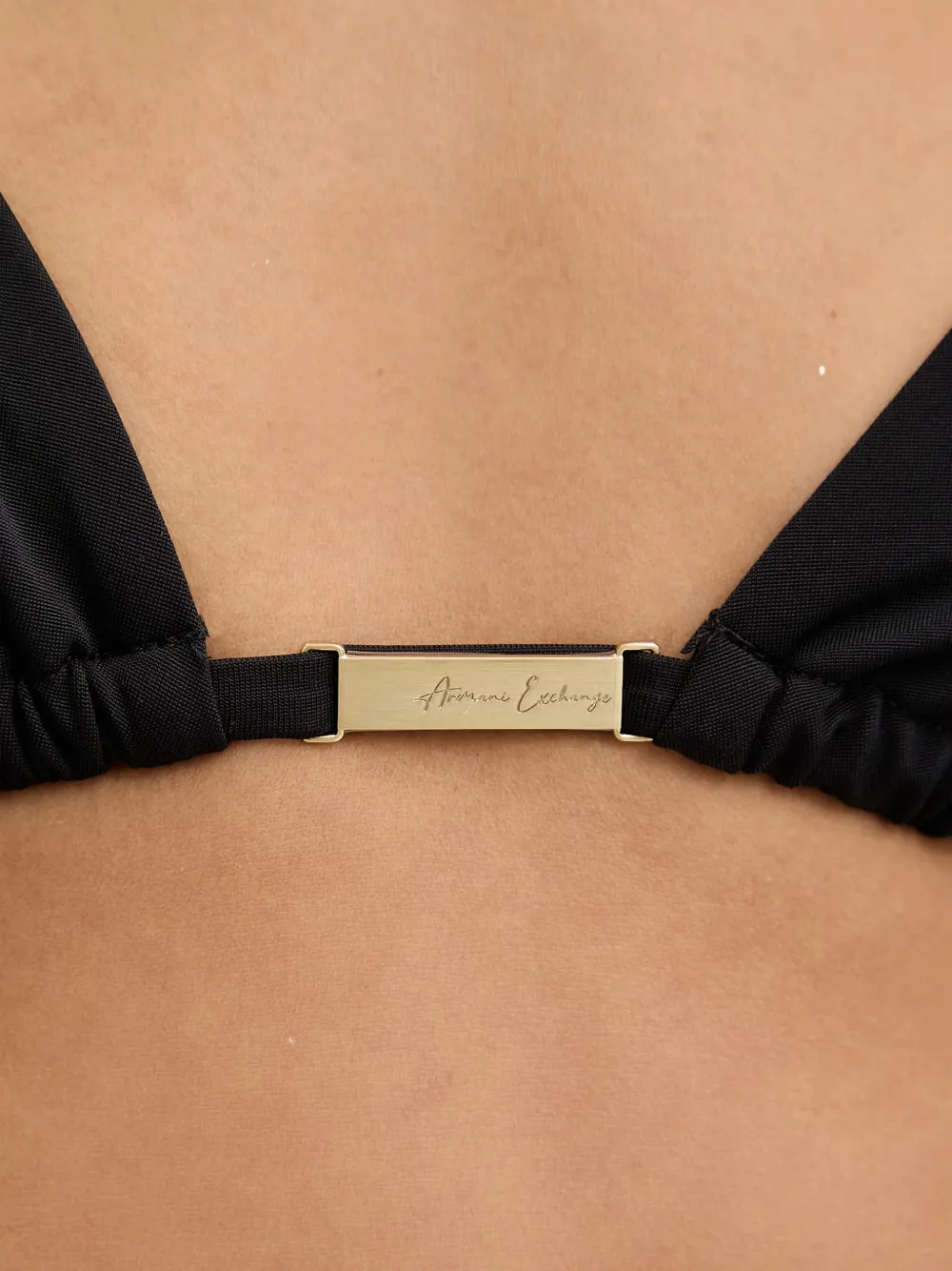 Armani Exchange Triangel bikini met logoplakkaat Zwart