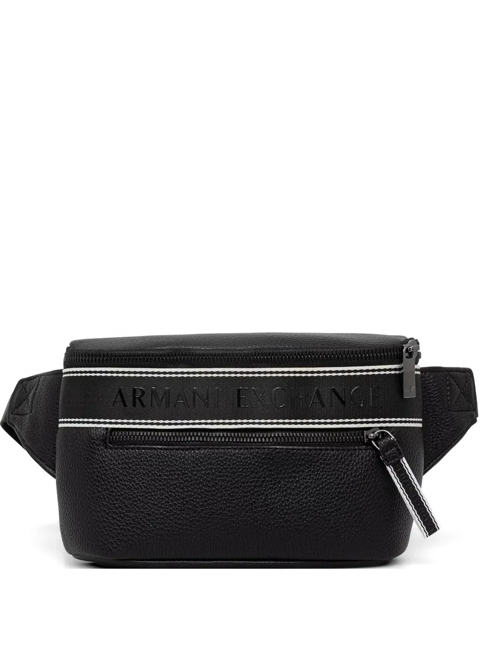 Armani Exchange logo-tape pebbled-effect belt bag - Nero