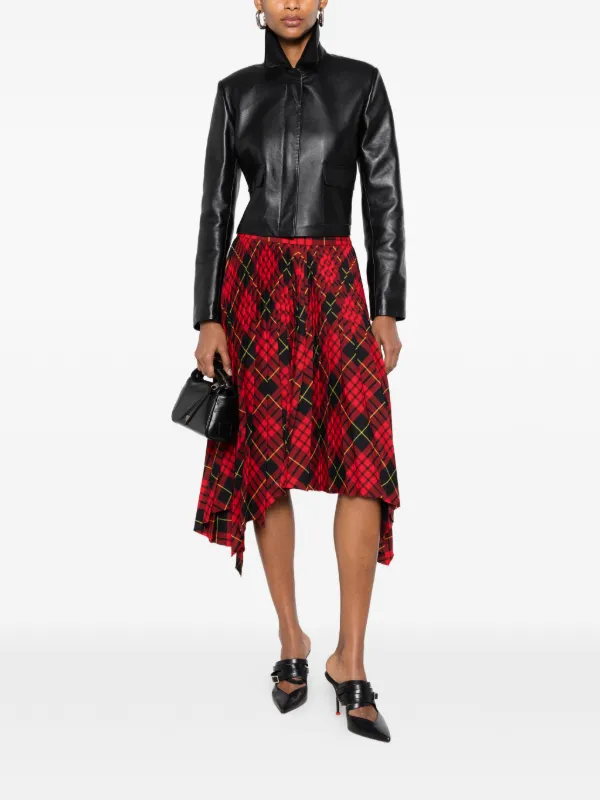 Alexander McQueen check-pattern Asymmetric Skirt | Red | FARFETCH