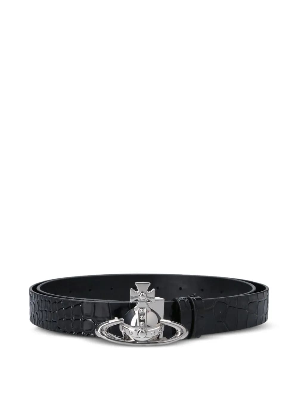 Vivienne Westwood Orb-plaque croc-effect belt - Nero