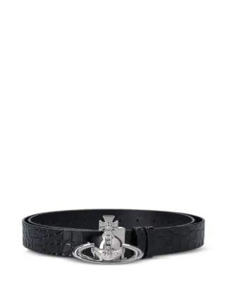 Vivienne Westwood Orb-buckle crocodile-effect Leather Belt | Black