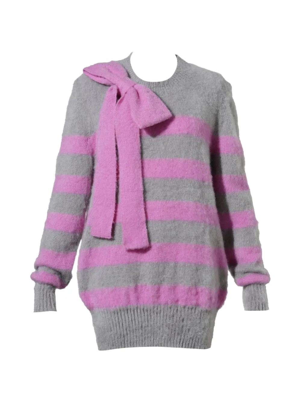 ANDREJ GRONAU bow-detail striped sweater - Grigio